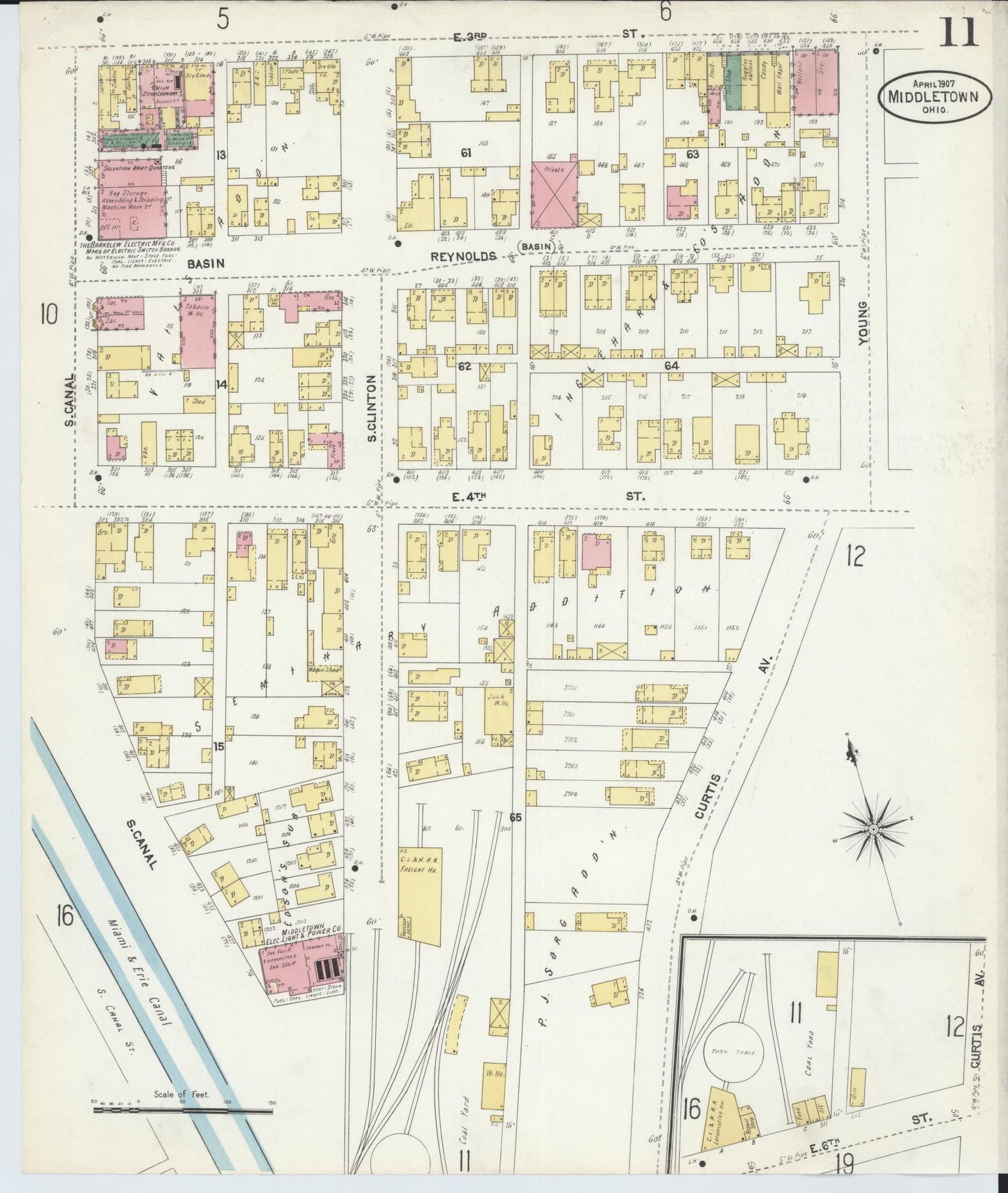 Sanborn Fire Insurance Map from Middletown, Butler County, Ohio (1907), Sheet #0011 - Complete Map Set gallery image, historic Sanborn map, vintage wall art, Ohio Ohio