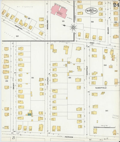 Sanborn Fire Insurance Map from New Britain, Hartford County, Connecticut (1901), Sheet #0024 - Complete Map Set gallery image, historic Sanborn map, vintage wall art, Connecticut Connecticut