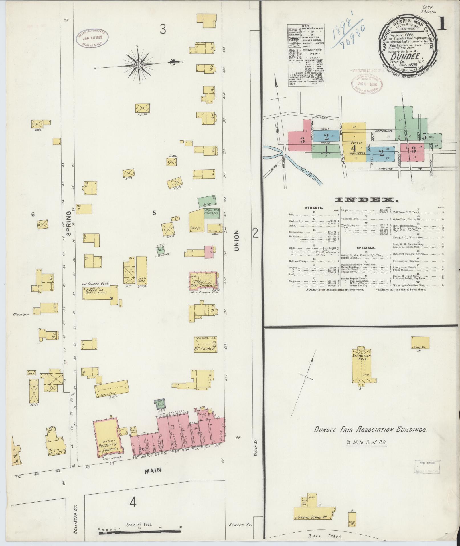 Sanborn Fire Insurance Map from Dundee, Yates County, New York. (1898) – Historic Sanborn Fire Insurance Map Print