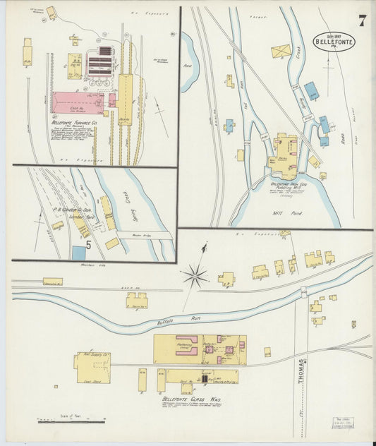 Sanborn Fire Insurance Map from Bellefonte, Centre County, Pennsylvania (1897), Sheet #0007 - Historic Sanborn Fire Insurance Map Print, vintage old map wall art, antique decor, genealogy gift, Pennsylvania Pennsylvania map