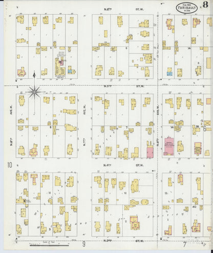 Sanborn Fire Insurance Map from Faribault, Rice County, Minnesota (1905), Sheet #0008 - Complete Map Set gallery image, historic Sanborn map, vintage wall art, Minnesota Minnesota