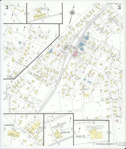 Sanborn Fire Insurance Map from Columbus Grove, Putnam County, Ohio (1951), Sheet #0003 - Historic Sanborn Fire Insurance Map Print, vintage old map wall art, antique decor, genealogy gift, Ohio Ohio map