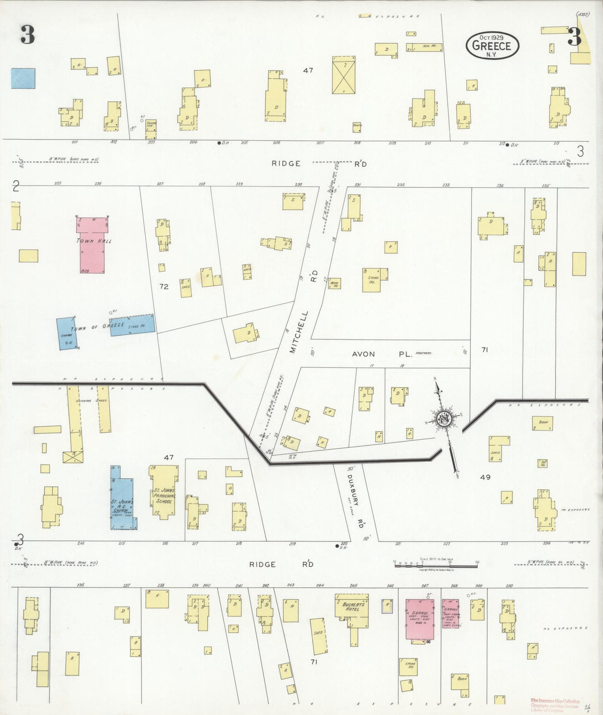 Sanborn Fire Insurance Map from Greece, Monroe County, New York (1929), Sheet #0003 - Historic Sanborn Fire Insurance Map Print, vintage old map wall art, antique decor, genealogy gift, New York New York map