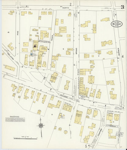 Sanborn Fire Insurance Map from Medway, Norfolk County, Massachusetts (1910), Sheet #0003 - Complete Map Set gallery image, historic Sanborn map, vintage wall art, Massachusetts Massachusetts