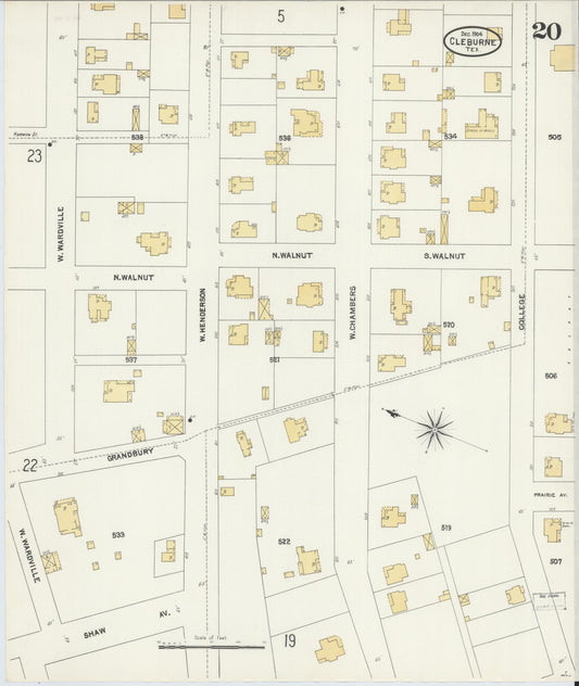 Sanborn Fire Insurance Map from Cleburne, Johnson County, Texas (1904), Sheet #0020 - Historic Sanborn Fire Insurance Map Print, vintage old map wall art, antique decor, genealogy gift, Texas Texas map