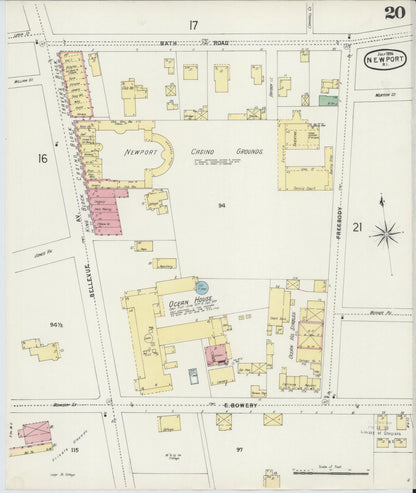 Sanborn Fire Insurance Map from Newport, Newport County, Rhode Island (1896), Sheet #0020 - Complete Map Set gallery image, historic Sanborn map, vintage wall art, Rhode Island Rhode Island