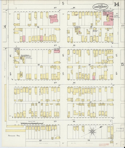 Sanborn Fire Insurance Map from Lansingburg, Rensselaer County, New York (1897), Sheet #0014 - Historic Sanborn Fire Insurance Map Print, vintage old map wall art, antique decor, genealogy gift, New York New York map