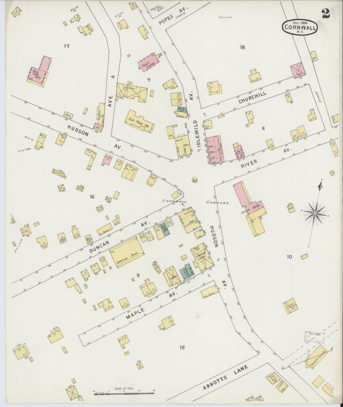 Sanborn Fire Insurance Map from Cornwall, Orange County, New York (1894), Sheet #0002 - Complete Map Set gallery image, historic Sanborn map, vintage wall art, New York New York