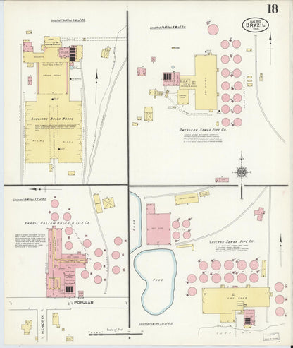 Sanborn Fire Insurance Map from Brazil, Clay County, Indiana (1910), Sheet #0018 - Historic Sanborn Fire Insurance Map Print, vintage old map wall art, antique decor, genealogy gift, Indiana Indiana map