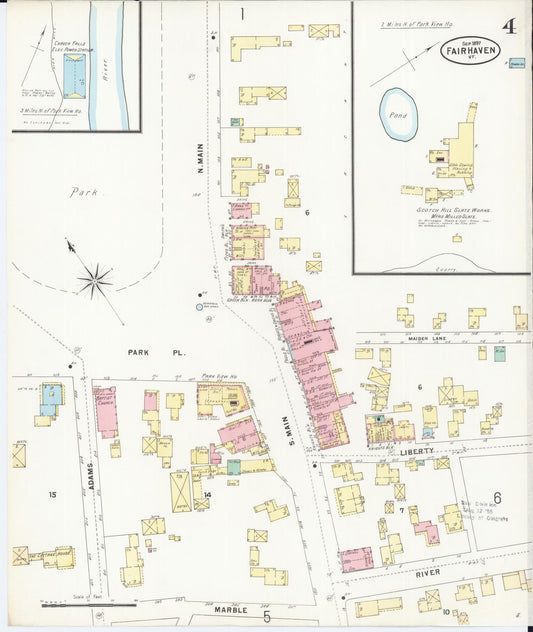 Sanborn Fire Insurance Map from Fair Haven, Rutland County, Vermont (1897), Sheet #0004 - Historic Sanborn Fire Insurance Map Print, vintage old map wall art, antique decor, genealogy gift, Vermont Vermont map