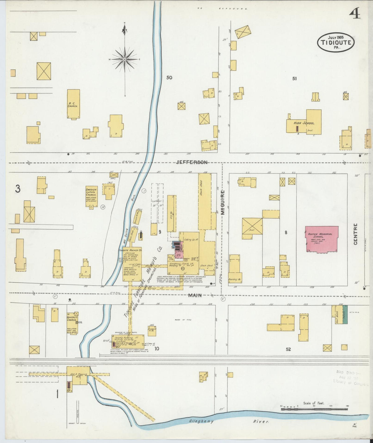 Sanborn Fire Insurance Map from Tidioute, Warren County, Pennsylvania (1905), Sheet #0004 - Historic Sanborn Fire Insurance Map Print, vintage old map wall art, antique decor, genealogy gift, Pennsylvania Pennsylvania map