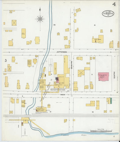 Sanborn Fire Insurance Map from Tidioute, Warren County, Pennsylvania (1905), Sheet #0004 - Historic Sanborn Fire Insurance Map Print, vintage old map wall art, antique decor, genealogy gift, Pennsylvania Pennsylvania map