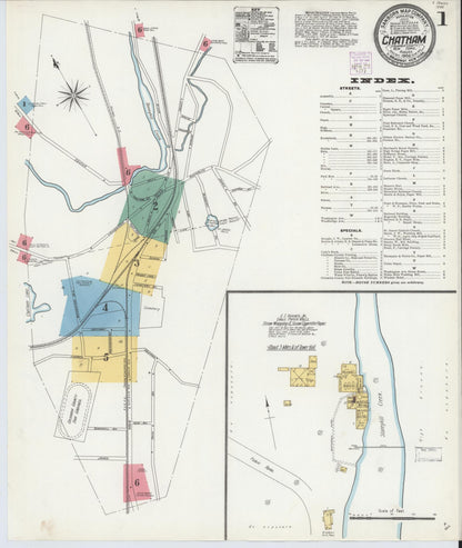 Sanborn Fire Insurance Map from Chatham, Columbia County, New York (1904), Sheet #0001 - Complete Map Set gallery image, historic Sanborn map, vintage wall art, New York New York
