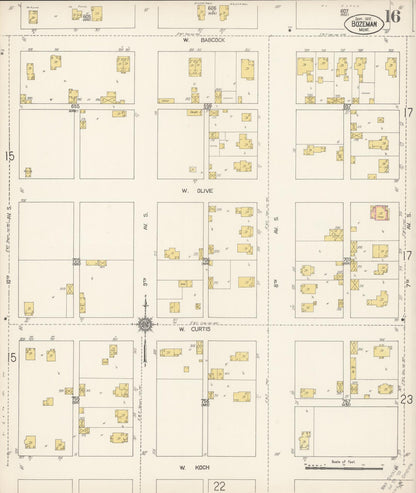 Sanborn Fire Insurance Map from Bozeman, Gallatin County, Montana (1912), Sheet #0016 - Complete Map Set gallery image, historic Sanborn map, vintage wall art, Montana Montana