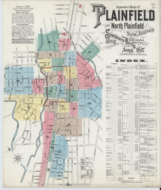 Sanborn Fire Insurance Map from Plainfield, Union and Somerset Counties, New Jersey. (1897) – Historic Sanborn Fire Insurance Map Print