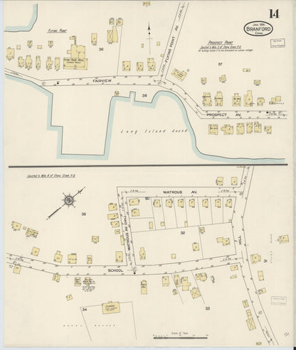 Sanborn Fire Insurance Map from Branford, New Haven County, Connecticut (1914), Sheet #0014 - Complete Map Set gallery image, historic Sanborn map, vintage wall art, Connecticut Connecticut