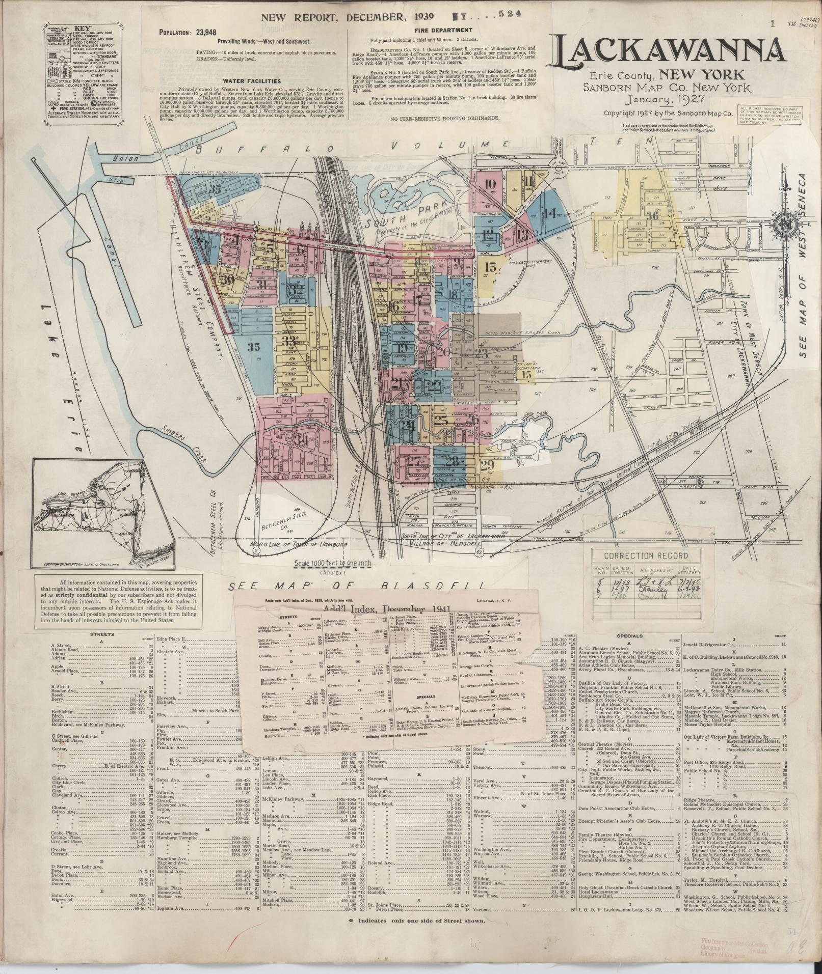 Sanborn Fire Insurance Map from Lackawanna, Erie County, New York. (1950) – Historic Sanborn Fire Insurance Map Print