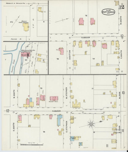 Sanborn Fire Insurance Map from Martinsburg, Berkeley County, West Virginia (1897), Sheet #0012 - Complete Map Set gallery image, historic Sanborn map, vintage wall art, West Virginia West Virginia