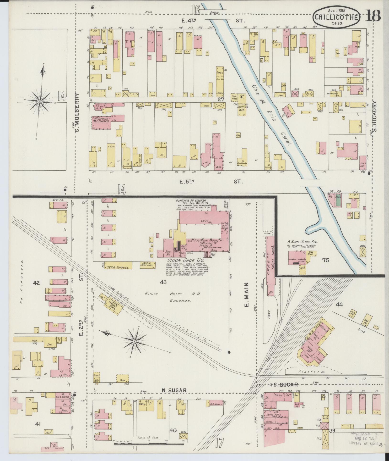 Sanborn Fire Insurance Map from Chillicothe, Ross County, Ohio (1895), Sheet #0018 - Complete Map Set gallery image, historic Sanborn map, vintage wall art, Ohio Ohio