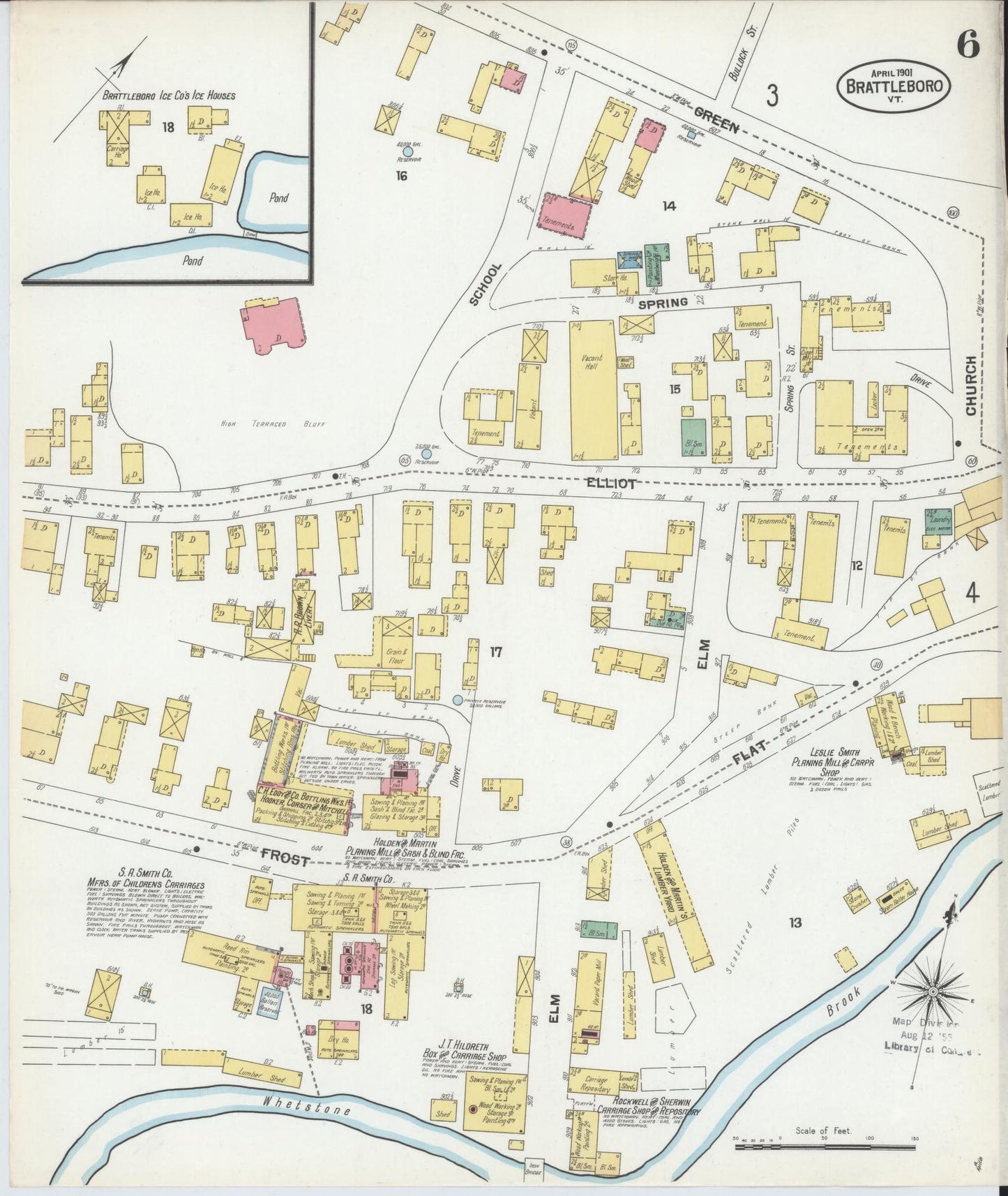 Sanborn Fire Insurance Map from Brattleboro, Windham County, Vermont (1901), Sheet #0006 - Complete Map Set gallery image, historic Sanborn map, vintage wall art, Vermont Vermont