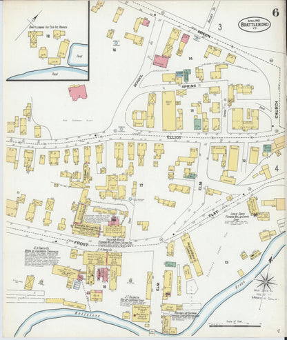 Sanborn Fire Insurance Map from Brattleboro, Windham County, Vermont (1901), Sheet #0006 - Complete Map Set gallery image, historic Sanborn map, vintage wall art, Vermont Vermont