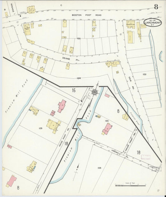 Sanborn Fire Insurance Map from Larchmont, Westchester County, New York (1911), Sheet #0008 - Historic Sanborn Fire Insurance Map Print, vintage old map wall art, antique decor, genealogy gift, New York New York map