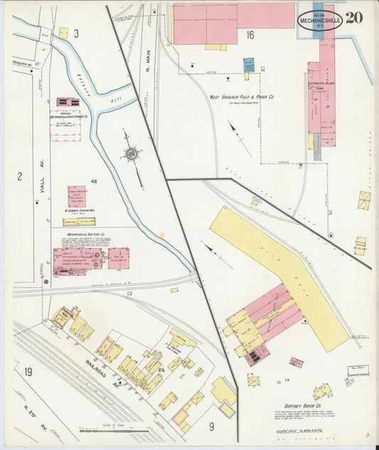 Sanborn Fire Insurance Map from Mechanicville, Saratoga County, New York (1911), Sheet #0020 - Historic Sanborn Fire Insurance Map Print, vintage old map wall art, antique decor, genealogy gift, New York New York map