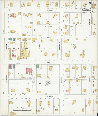 Sanborn Fire Insurance Map from Blandinsville, Mcdonough County, Illinois (1906), Sheet #0003 - Complete Map Set gallery image, historic Sanborn map, vintage wall art, Illinois Illinois