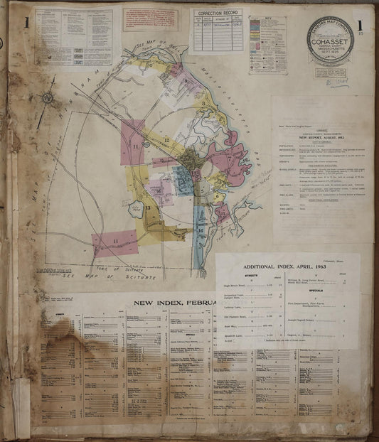 Sanborn Fire Insurance Map from Cohasset, Norfolk County, Massachusetts (1963), Sheet #0001 - Historic Sanborn Fire Insurance Map Print, vintage old map wall art, antique decor, genealogy gift, Massachusetts Massachusetts map