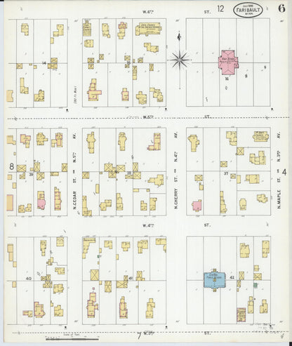 Sanborn Fire Insurance Map from Faribault, Rice County, Minnesota (1899), Sheet #0006 - Historic Sanborn Fire Insurance Map Print, vintage old map wall art, antique decor, genealogy gift, Minnesota Minnesota map