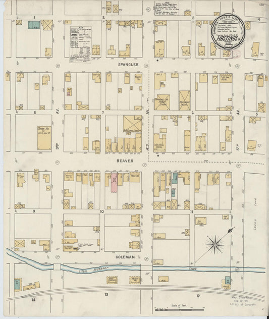 Sanborn Fire Insurance Map from Hastings, Cambria County, Pennsylvania (1895), Sheet #0001 - Historic Sanborn Fire Insurance Map Print, vintage old map wall art, antique decor, genealogy gift, Pennsylvania Pennsylvania map