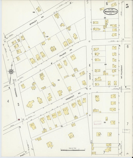 Sanborn Fire Insurance Map from Mamaroneck, Westchester County, New York (1912), Sheet #0004 - Historic Sanborn Fire Insurance Map Print, vintage old map wall art, antique decor, genealogy gift, New York New York map
