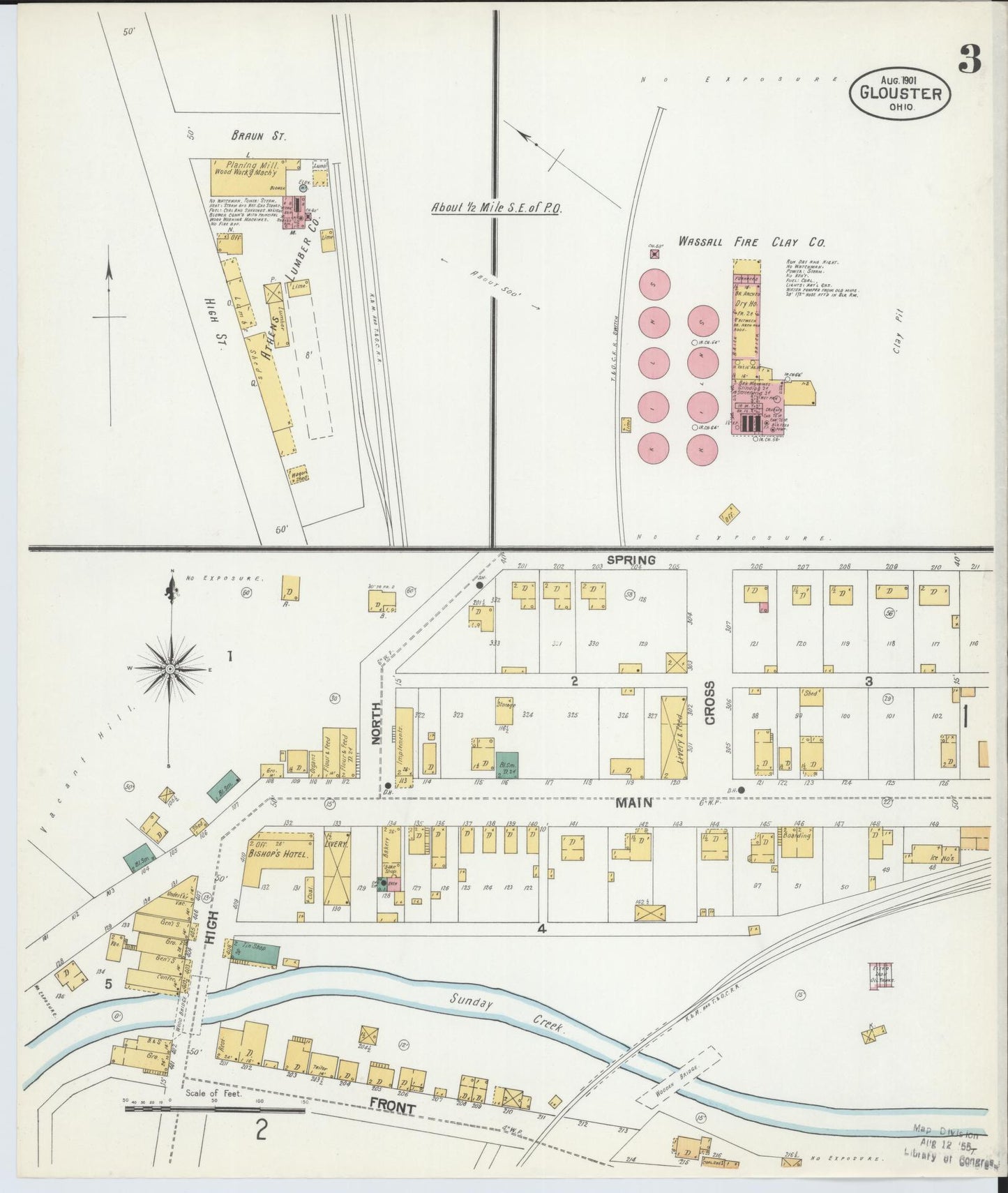 Sanborn Fire Insurance Map from Glouster, Athens County, Ohio (1901), Sheet #0003 - Complete Map Set gallery image, historic Sanborn map, vintage wall art, Ohio Ohio
