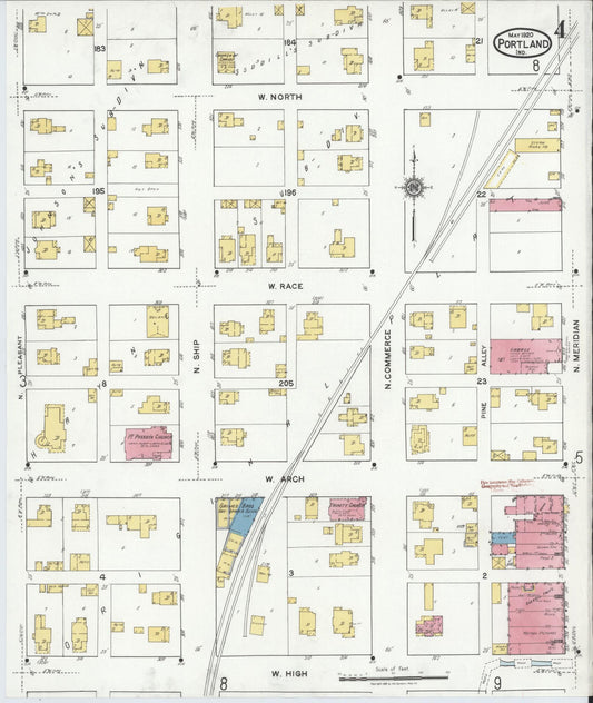 Sanborn Fire Insurance Map from Portland, Jay County, Indiana (1920), Sheet #0004 - Historic Sanborn Fire Insurance Map Print, vintage old map wall art, antique decor, genealogy gift, Indiana Indiana map