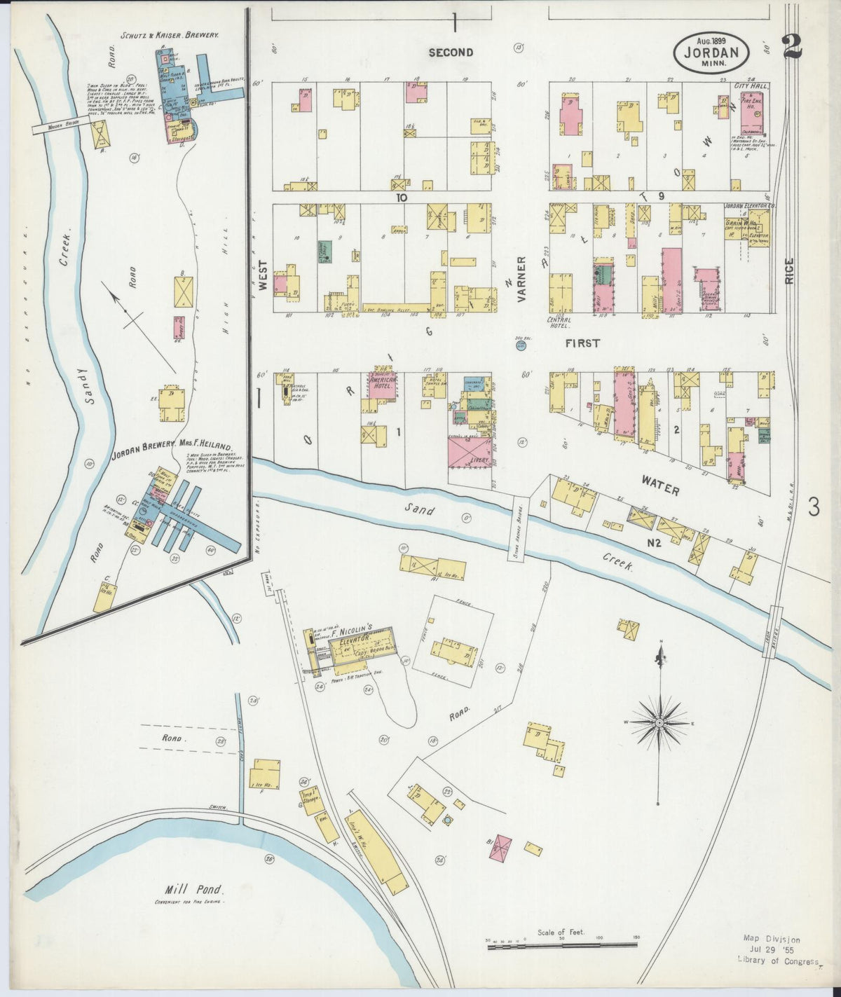 Sanborn Fire Insurance Map from Jordan, Scott County, Minnesota (1899), Sheet #0002 - Historic Sanborn Fire Insurance Map Print, vintage old map wall art, antique decor, genealogy gift, Minnesota Minnesota map