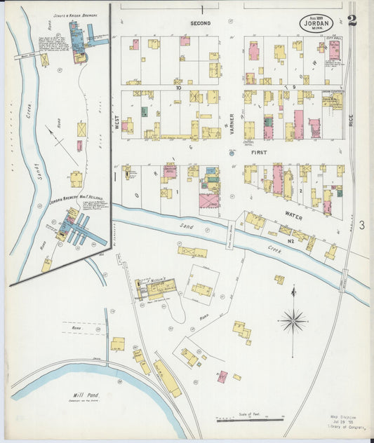 Sanborn Fire Insurance Map from Jordan, Scott County, Minnesota (1899), Sheet #0002 - Historic Sanborn Fire Insurance Map Print, vintage old map wall art, antique decor, genealogy gift, Minnesota Minnesota map