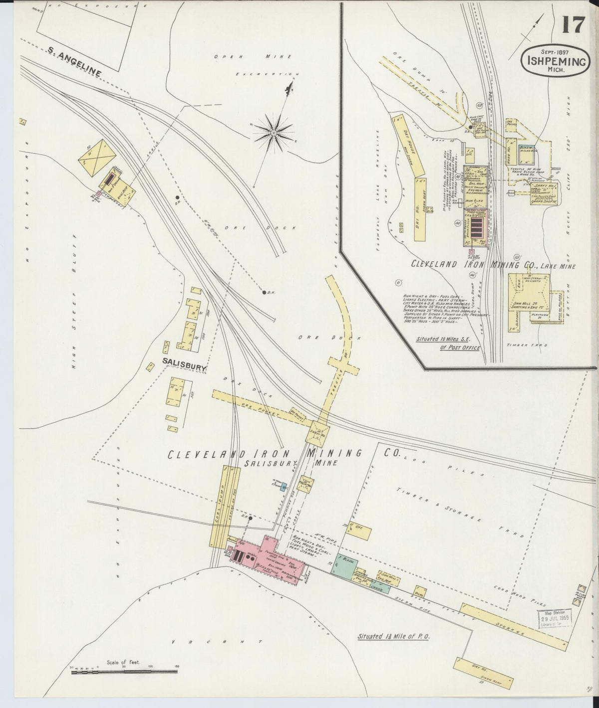 Sanborn Fire Insurance Map from Ishpeming, Marquette County, Michigan (1897), Sheet #0017 - Historic Sanborn Fire Insurance Map Print, vintage old map wall art, antique decor, genealogy gift, Michigan Michigan map