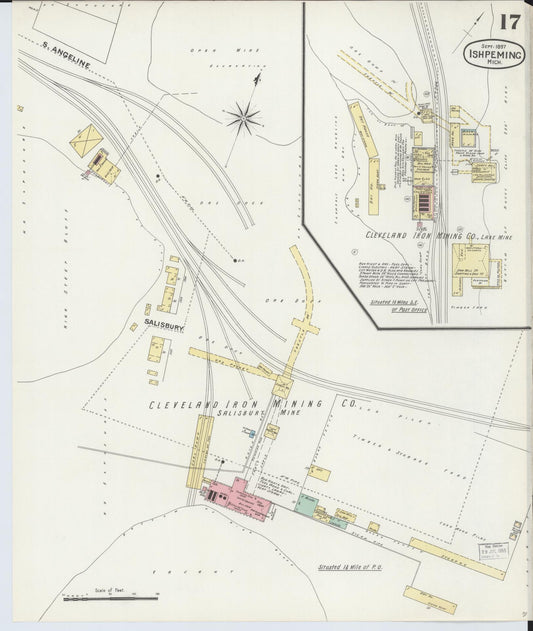 Sanborn Fire Insurance Map from Ishpeming, Marquette County, Michigan (1897), Sheet #0017 - Historic Sanborn Fire Insurance Map Print, vintage old map wall art, antique decor, genealogy gift, Michigan Michigan map