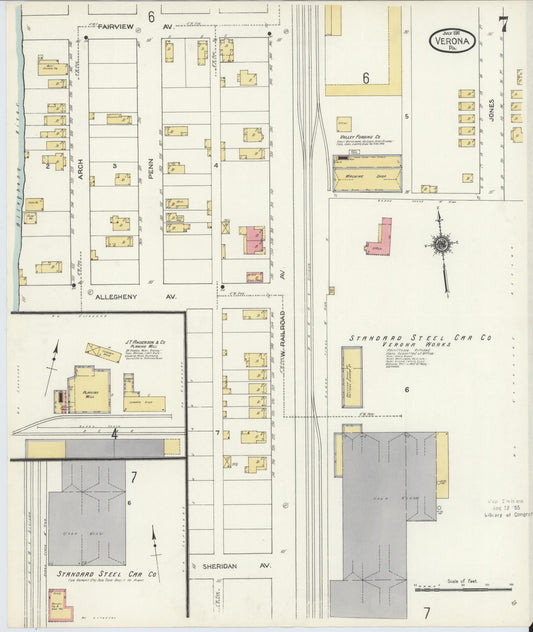 Sanborn Fire Insurance Map from Verona, Allegheny County, Pennsylvania (1911), Sheet #0007 - Historic Sanborn Fire Insurance Map Print, vintage old map wall art, antique decor, genealogy gift, Pennsylvania Pennsylvania map