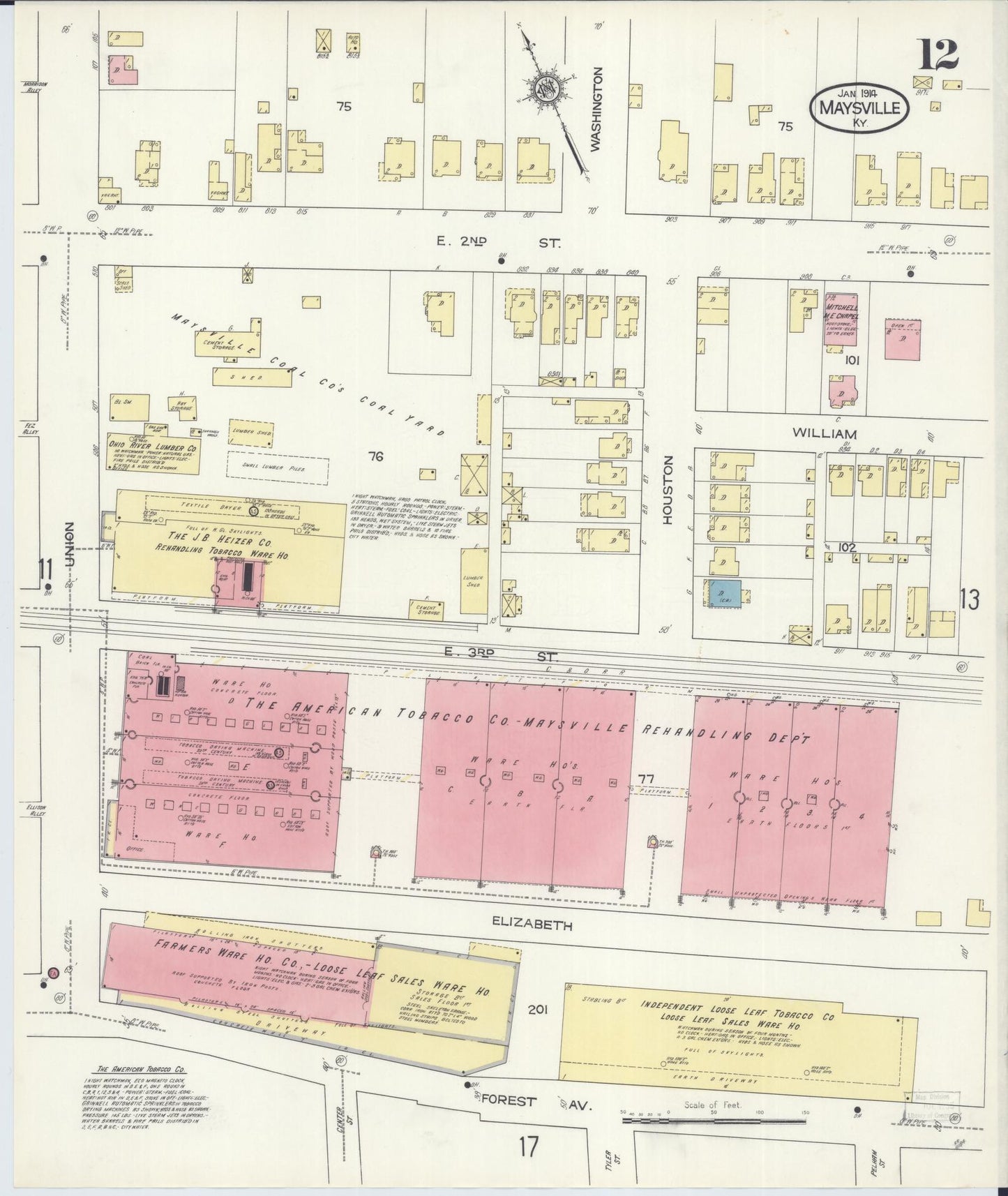 Sanborn Fire Insurance Map from Maysville, Mason County, Kentucky (1914), Sheet #0012 - Historic Sanborn Fire Insurance Map Print, vintage old map wall art, antique decor, genealogy gift, Kentucky Kentucky map