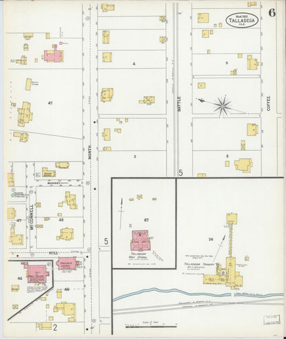 Sanborn Fire Insurance Map from Talladega, Talladega County, Alabama (1900), Sheet #0006 - Complete Map Set gallery image, historic Sanborn map, vintage wall art, Alabama Alabama