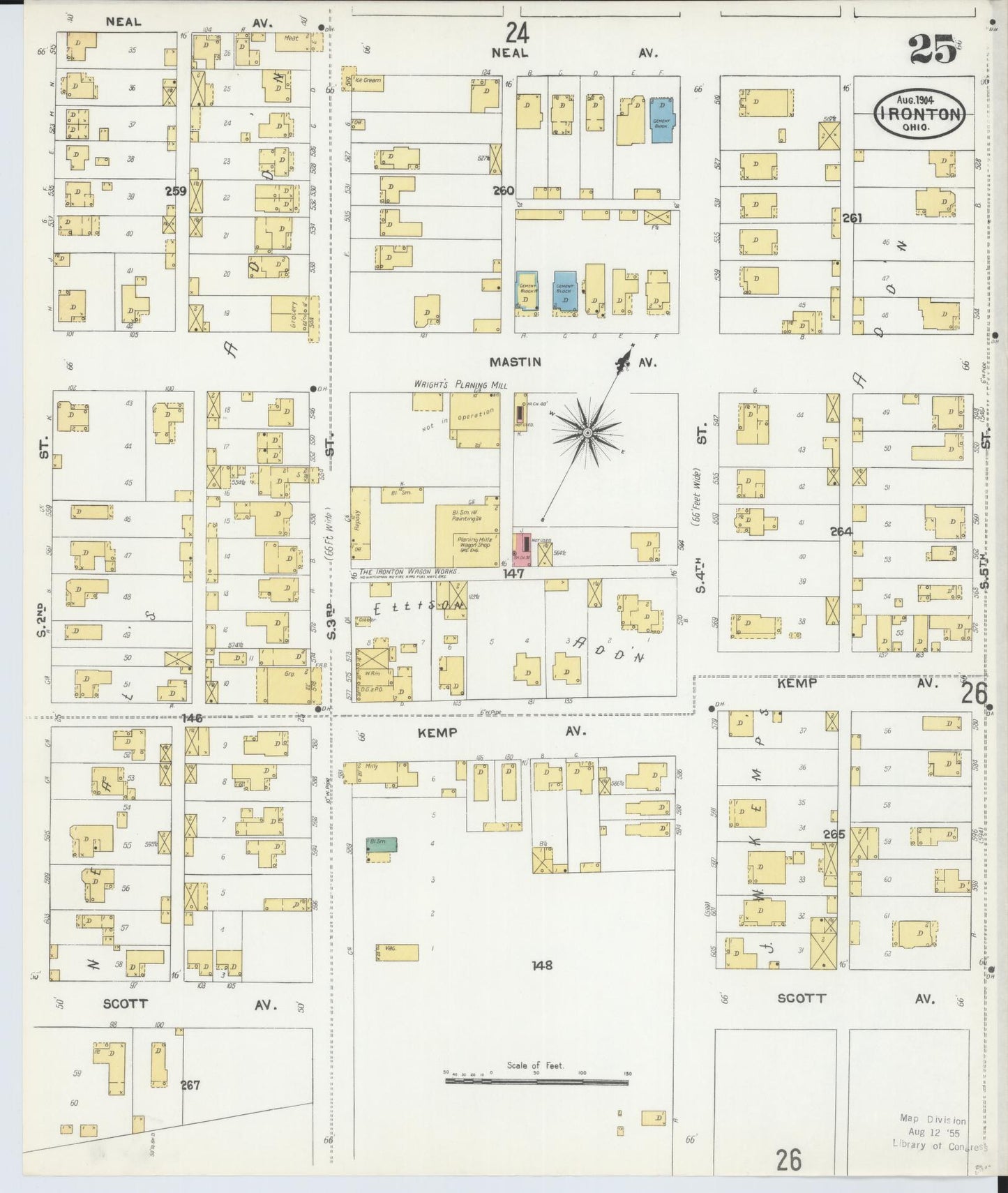 Sanborn Fire Insurance Map from Ironton, Lawrence County, Ohio (1904), Sheet #0025 - Historic Sanborn Fire Insurance Map Print, vintage old map wall art, antique decor, genealogy gift, Ohio Ohio map