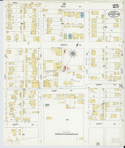 Sanborn Fire Insurance Map from Ironton, Lawrence County, Ohio (1904), Sheet #0025 - Historic Sanborn Fire Insurance Map Print, vintage old map wall art, antique decor, genealogy gift, Ohio Ohio map