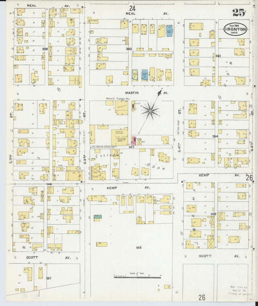 Sanborn Fire Insurance Map from Ironton, Lawrence County, Ohio (1904), Sheet #0025 - Historic Sanborn Fire Insurance Map Print, vintage old map wall art, antique decor, genealogy gift, Ohio Ohio map