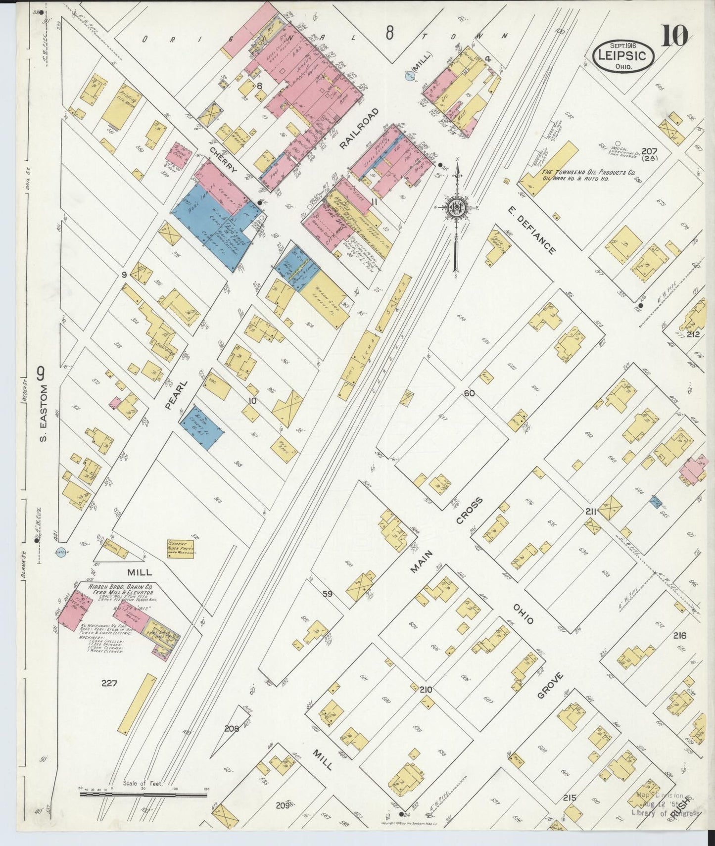 Sanborn Fire Insurance Map from Leipsic, Putnam County, Ohio (1916), Sheet #0010 - Historic Sanborn Fire Insurance Map Print, vintage old map wall art, antique decor, genealogy gift, Ohio Ohio map