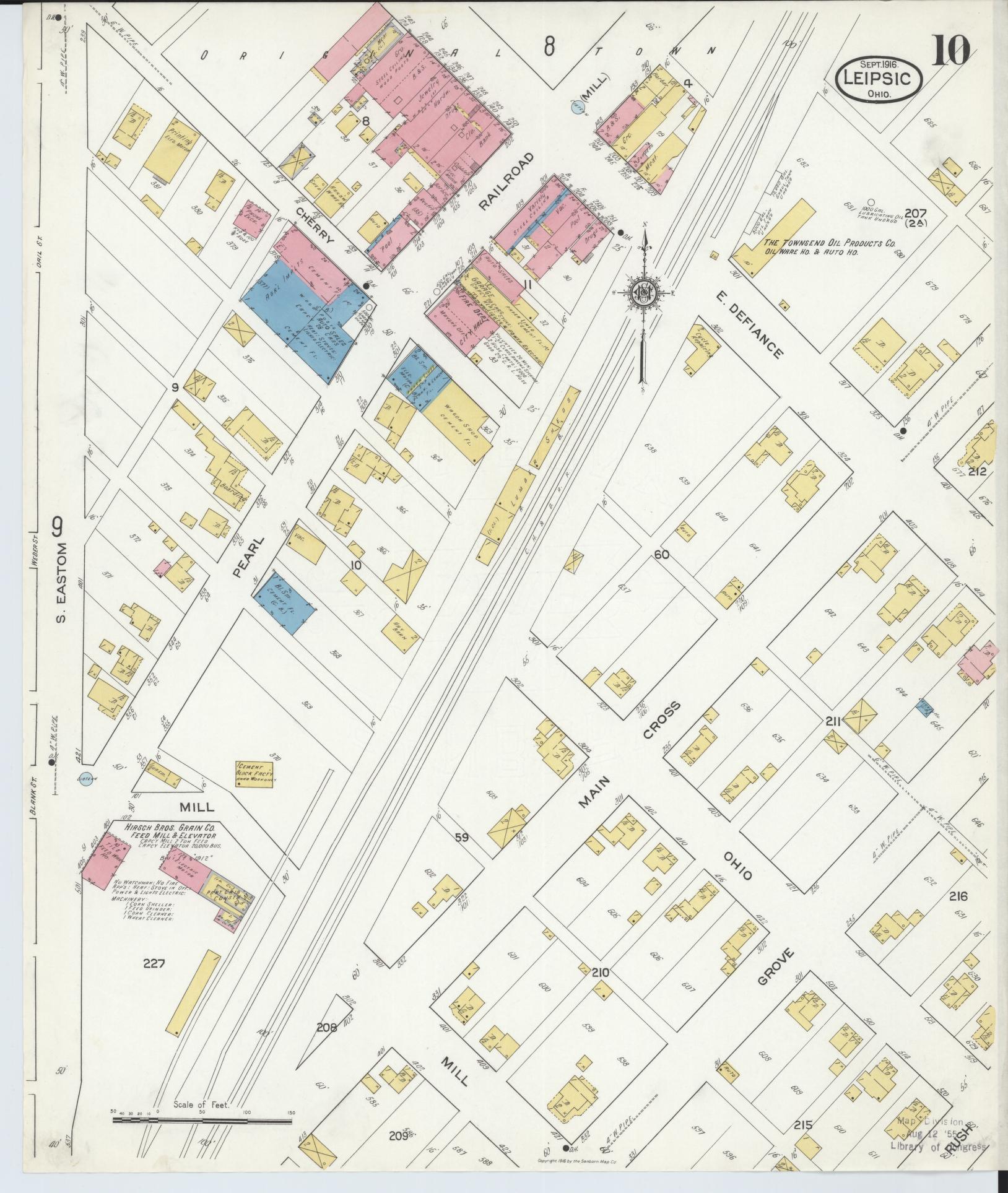 Sanborn Fire Insurance Map from Leipsic, Putnam County, Ohio (1916), Sheet #0010 - Historic Sanborn Fire Insurance Map Print, vintage old map wall art, antique decor, genealogy gift, Ohio Ohio map