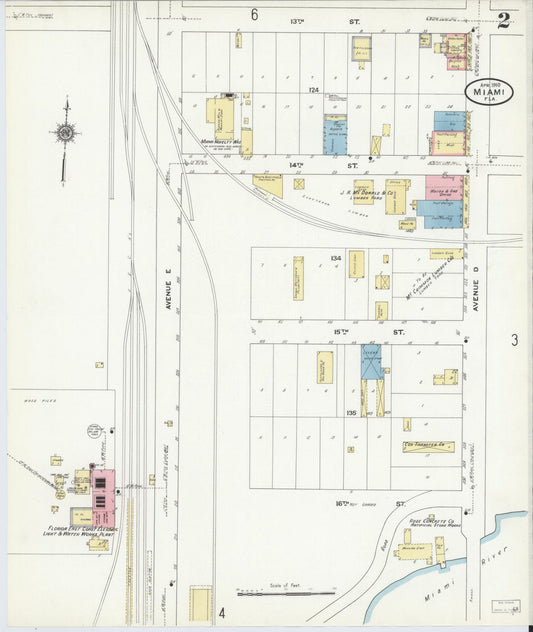 Sanborn Fire Insurance Map from Miami, Dade County, Florida (1910), Sheet #0002 - Historic Sanborn Fire Insurance Map Print, vintage old map wall art, antique decor, genealogy gift, Florida Florida map