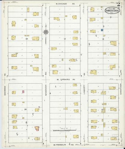 Sanborn Fire Insurance Map from Downers Grove, Dupage County, Illinois (1921), Sheet #0002 - Complete Map Set gallery image, historic Sanborn map, vintage wall art, Illinois Illinois