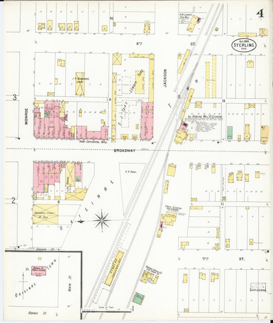 Sanborn Fire Insurance Map from Sterling, Rice County, Kansas (1899), Sheet #0004 - Historic Sanborn Fire Insurance Map Print, vintage old map wall art, antique decor, genealogy gift, Kansas Kansas map