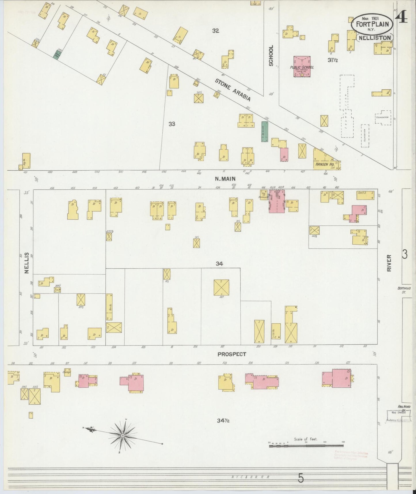 Sanborn Fire Insurance Map from Fort Plain, Montgomery County, New York (1901), Sheet #0004 - Complete Map Set gallery image, historic Sanborn map, vintage wall art, New York New York